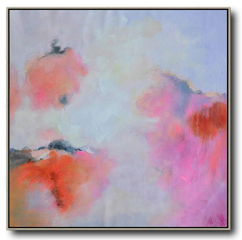 Oversized Contemporary Art,Acrylic Minimailist Painting,Blue,Red,Pink,Purple